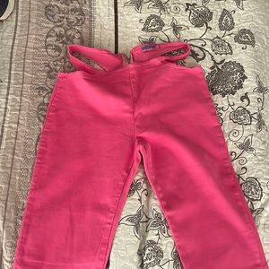 edikted cutout boot cut jeans pink